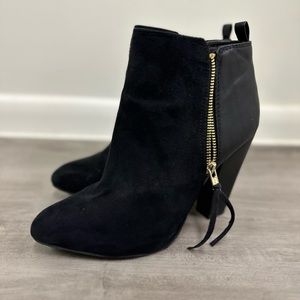 Suede Black High Heel Booties
